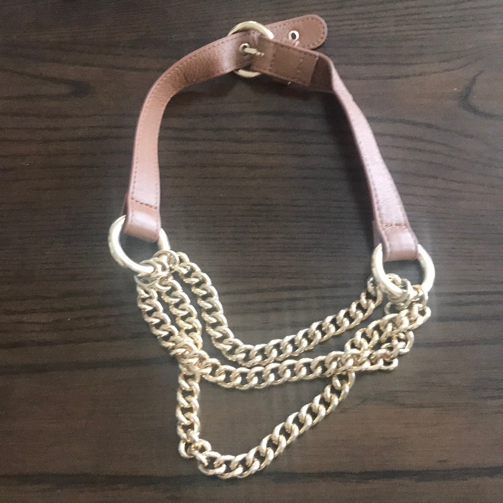 Leather and gold necklace